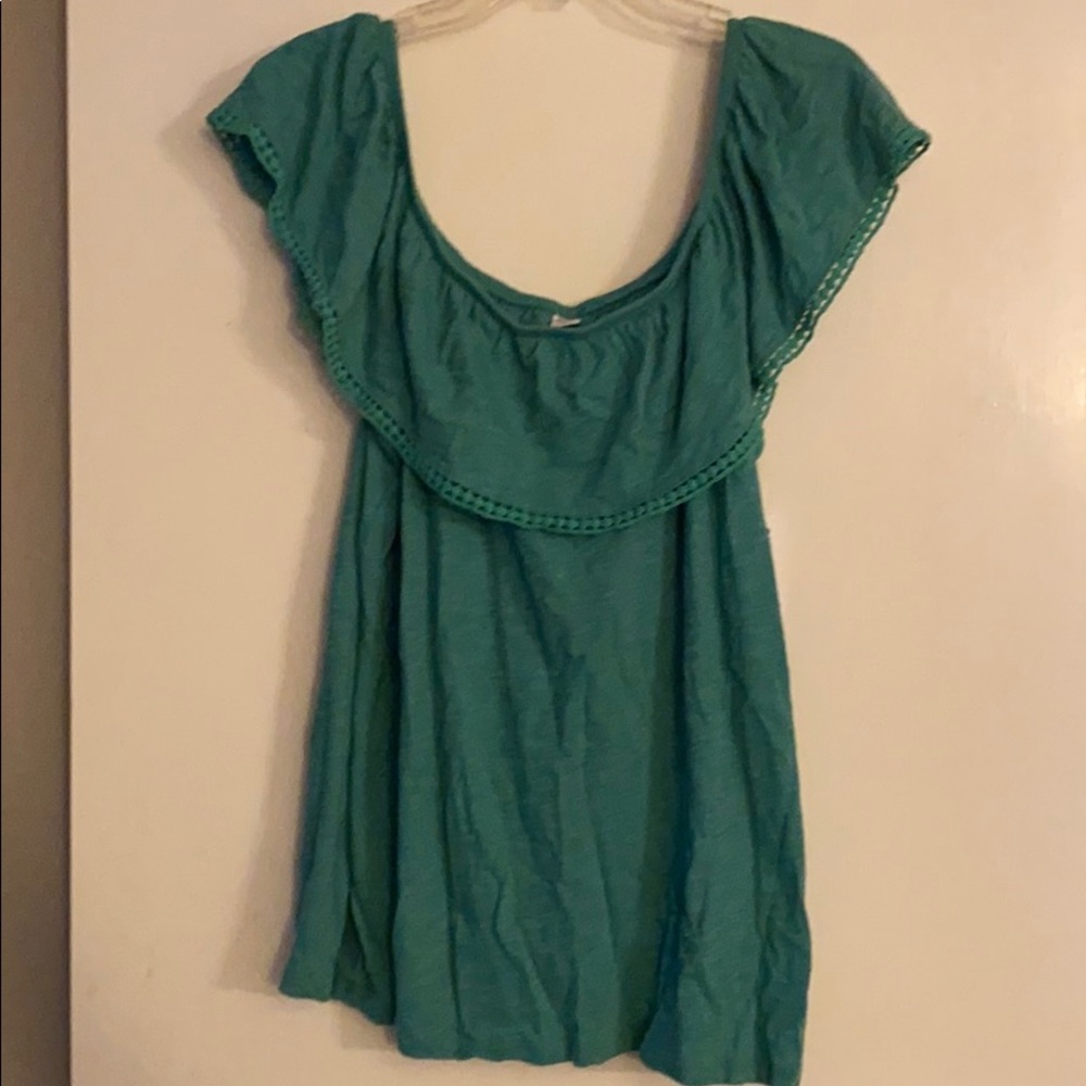 Green off the shoulder top
